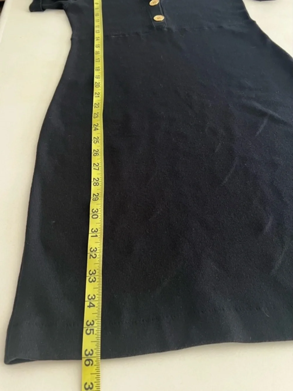 Tahari ASL Black Mini Dress Gold Button Fitted - Picture 8 of 10